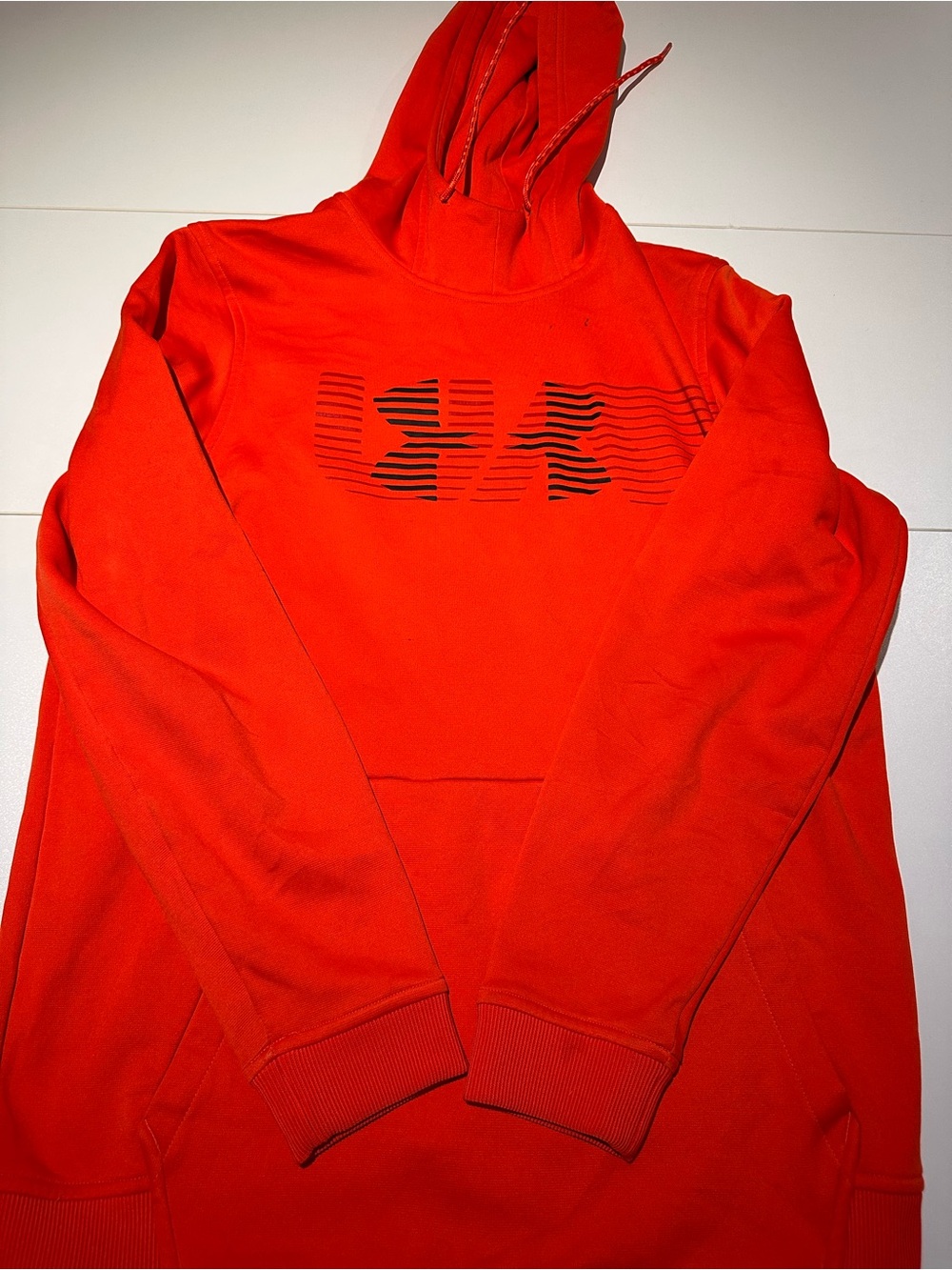 Under Armour Red-Orange Hoodie with Black Logo